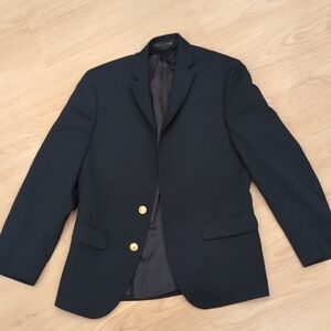 14R Ralph Lauren Black Blazer with Notched Lapels and Structured Fit